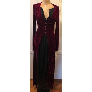 Betsey Johnson Crushed Velvet Burgundy Duster